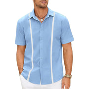 Men's Lapel Color Matching Short Sleeve Shirt